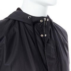 DIOR HOMME black hooded utilitarian drawstrings zipper windbreaker jacket
