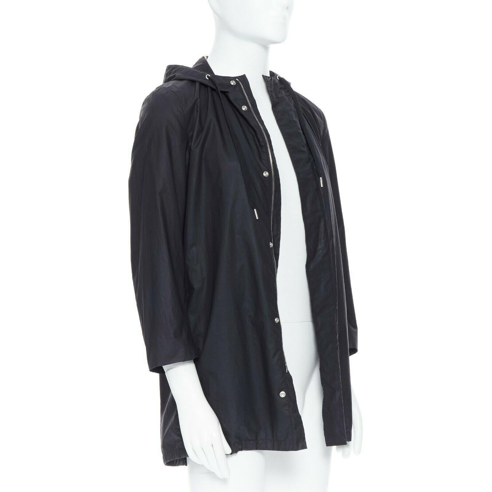 DIOR HOMME black hooded utilitarian drawstrings zipper windbreaker jacket In Good Condition For Sale In Hong Kong, NT