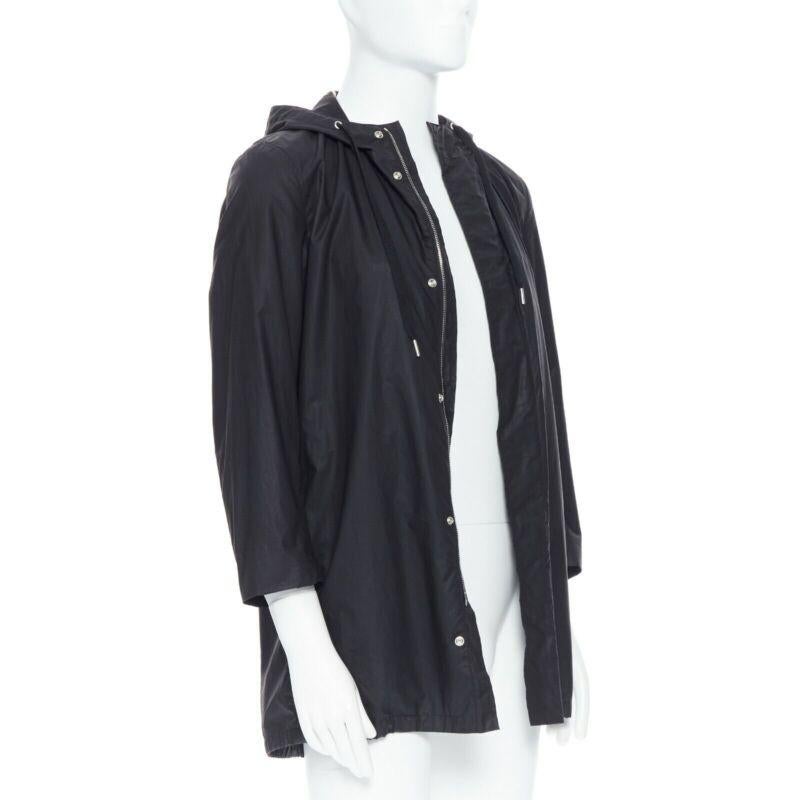 Men's DIOR HOMME black hooded utilitarian drawstrings zipper windbreaker jacket For Sale