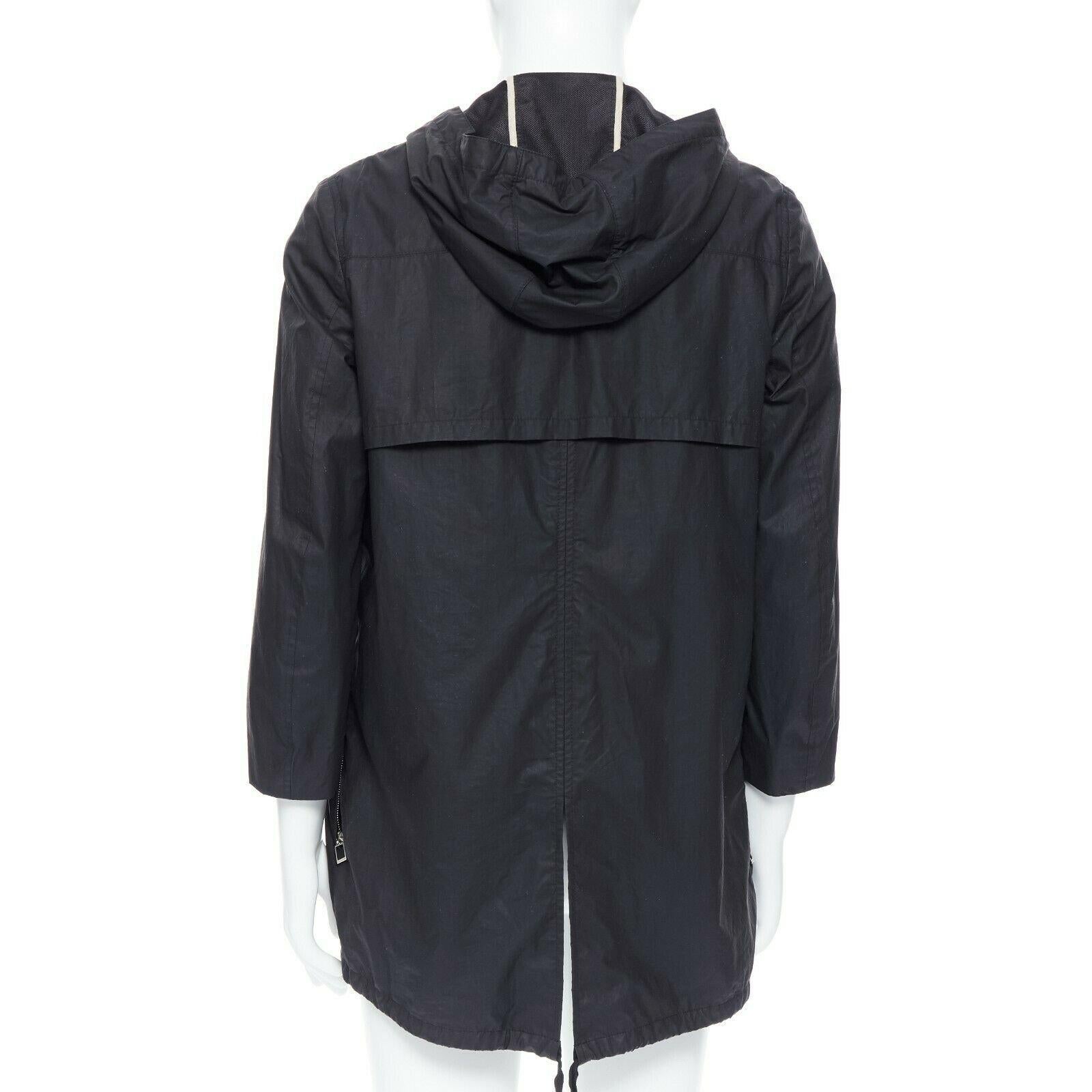 DIOR HOMME black hooded utilitarian drawstrings zipper windbreaker jacket For Sale 1