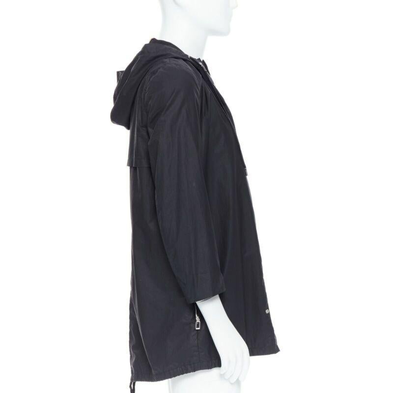 DIOR HOMME black hooded utilitarian drawstrings zipper windbreaker jacket For Sale 1