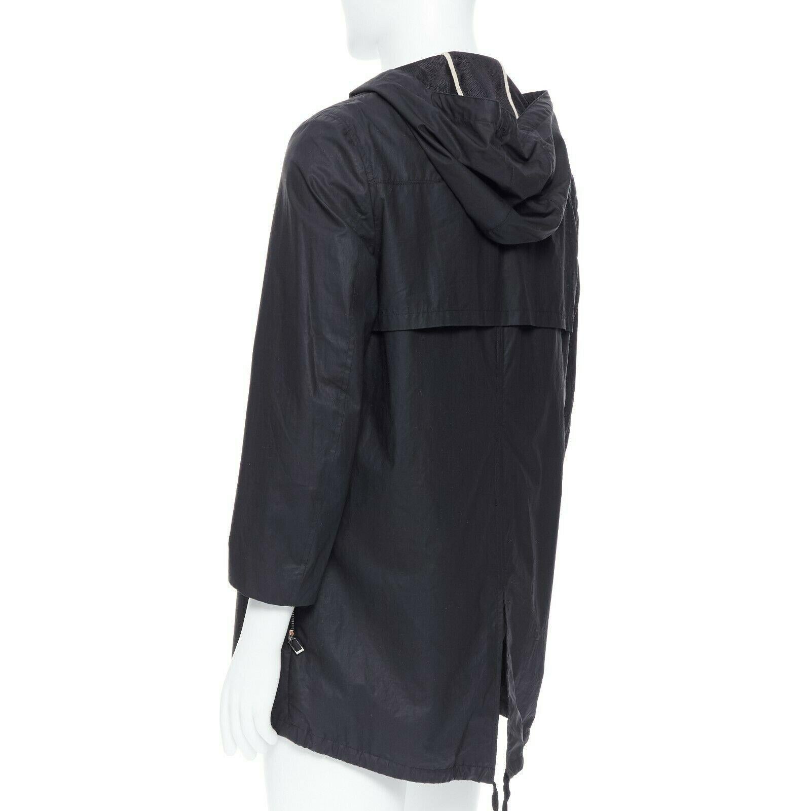DIOR HOMME black hooded utilitarian drawstrings zipper windbreaker jacket For Sale 2