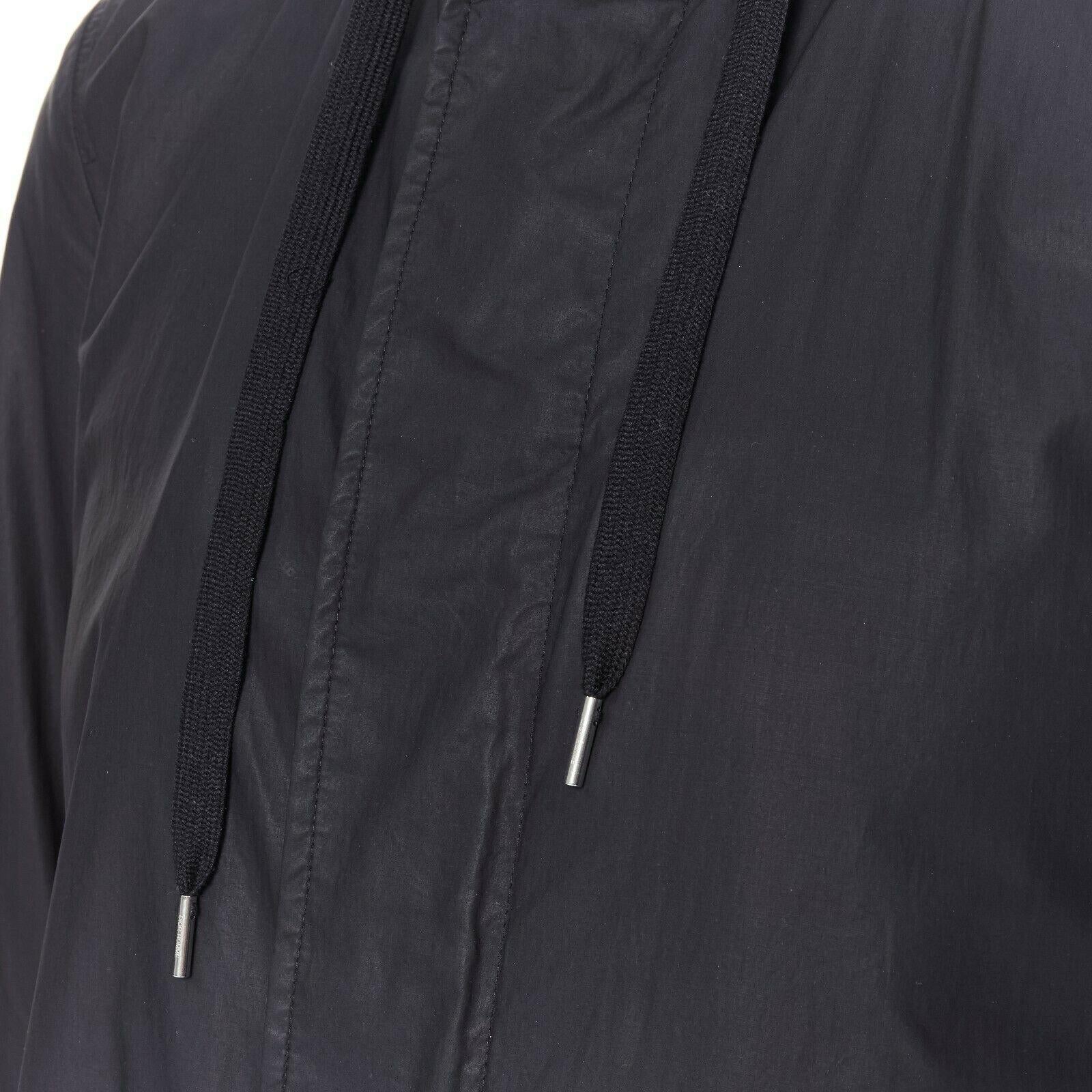 DIOR HOMME black hooded utilitarian drawstrings zipper windbreaker jacket For Sale 3