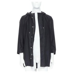DIOR HOMME black hooded utilitarian drawstrings zipper windbreaker jacket