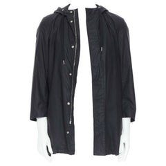 DIOR HOMME black hooded utilitarian drawstrings zipper windbreaker jacket