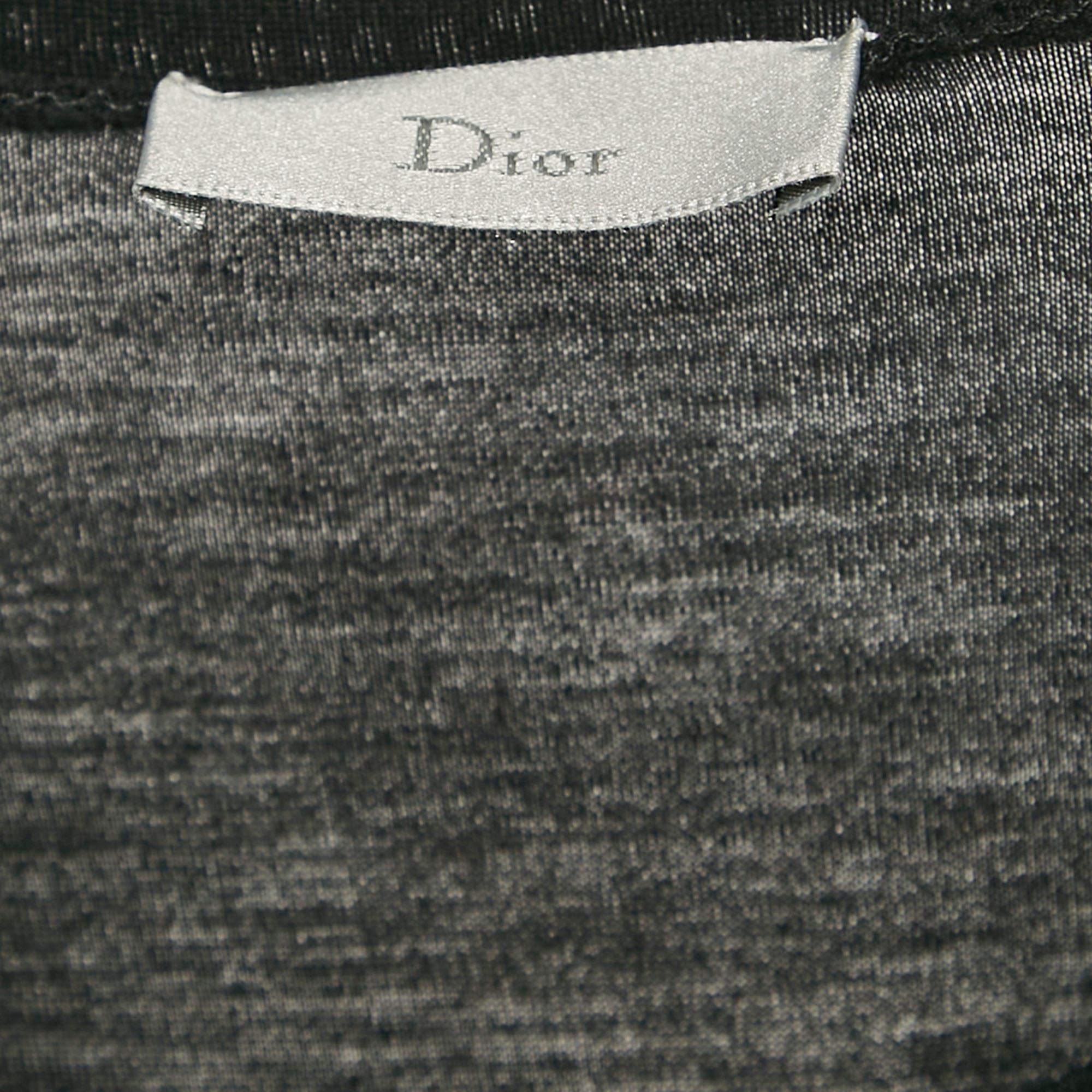 Dior Homme Black Jersey Crew Neck T-Shirt XL For Sale 1