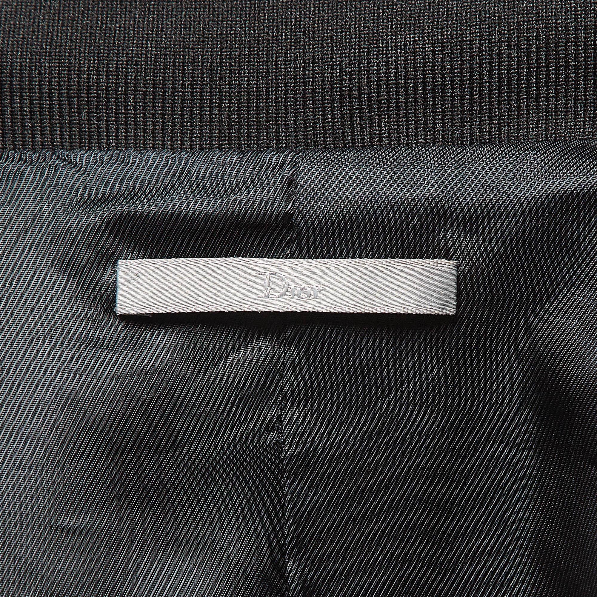 Men's Dior Homme Black Leather Bomber Jacket M