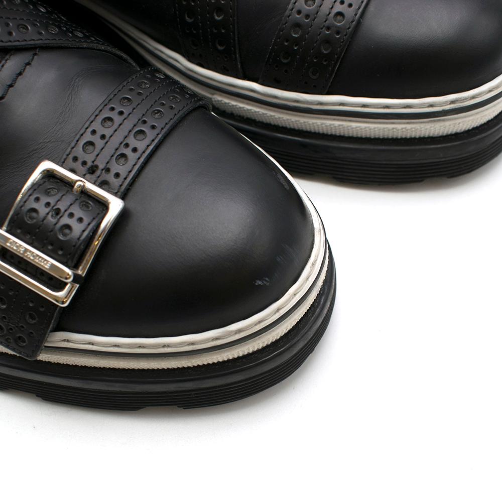 Dior Homme Black Leather Cross Strap Platform Brogues  - US8/EU41 For Sale 6