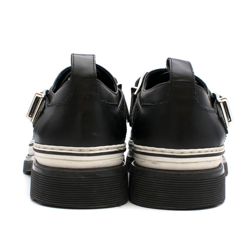 Dior Homme Black Leather Cross Strap Platform Brogues  - US8/EU41 In Excellent Condition For Sale In London, GB