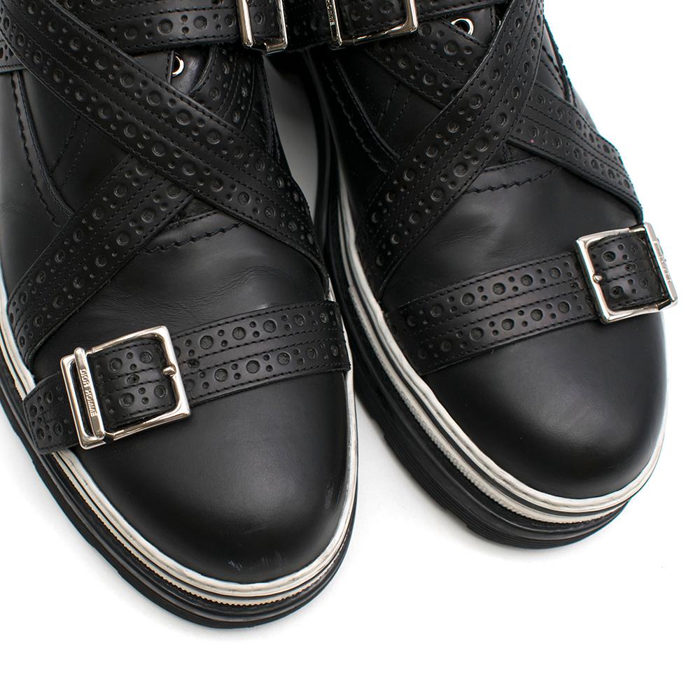 Dior Homme Black Leather Cross Strap Platform Brogues  - US8/EU41 For Sale 1