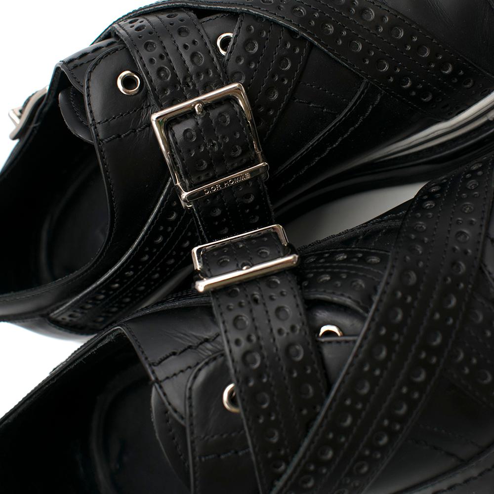 Dior Homme Black Leather Cross Strap Platform Brogues  - US8/EU41 For Sale 2