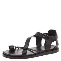 Dior Homme Black Leather Toe Ring Cross Strap Sandals Size 43.5
