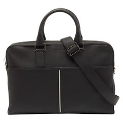 Dior Homme Black Leather Zip Briefcase Bag