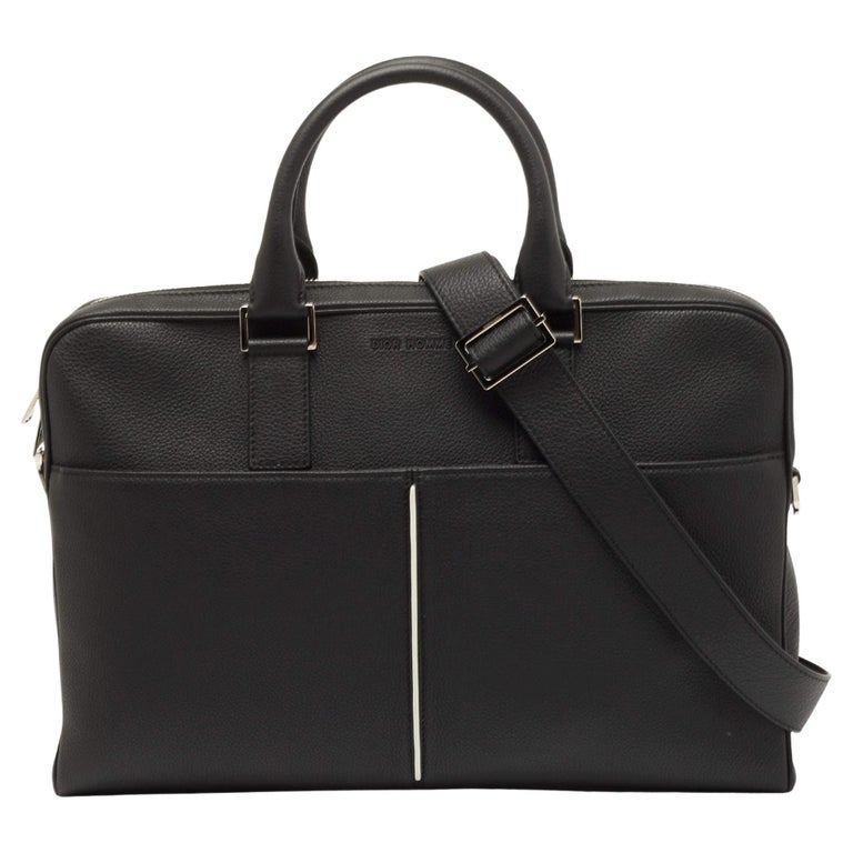 Dior Homme Black Leather Zip Briefcase Bag For Sale at 1stDibs