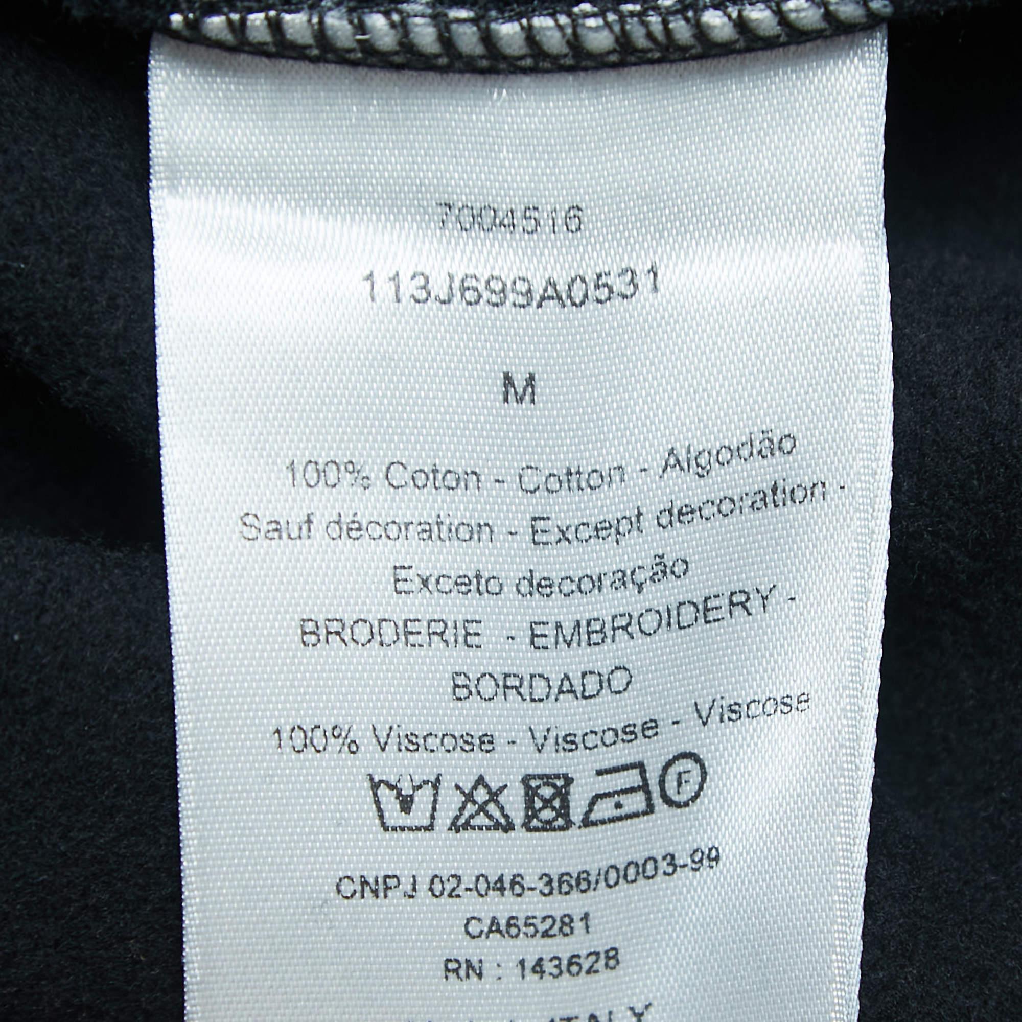Dior Homme Black Logo Embroidered Cotton Crew Neck Sweatshirt M 2
