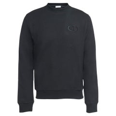 Used Dior Homme Black Logo Embroidered Cotton Crew Neck Sweatshirt M