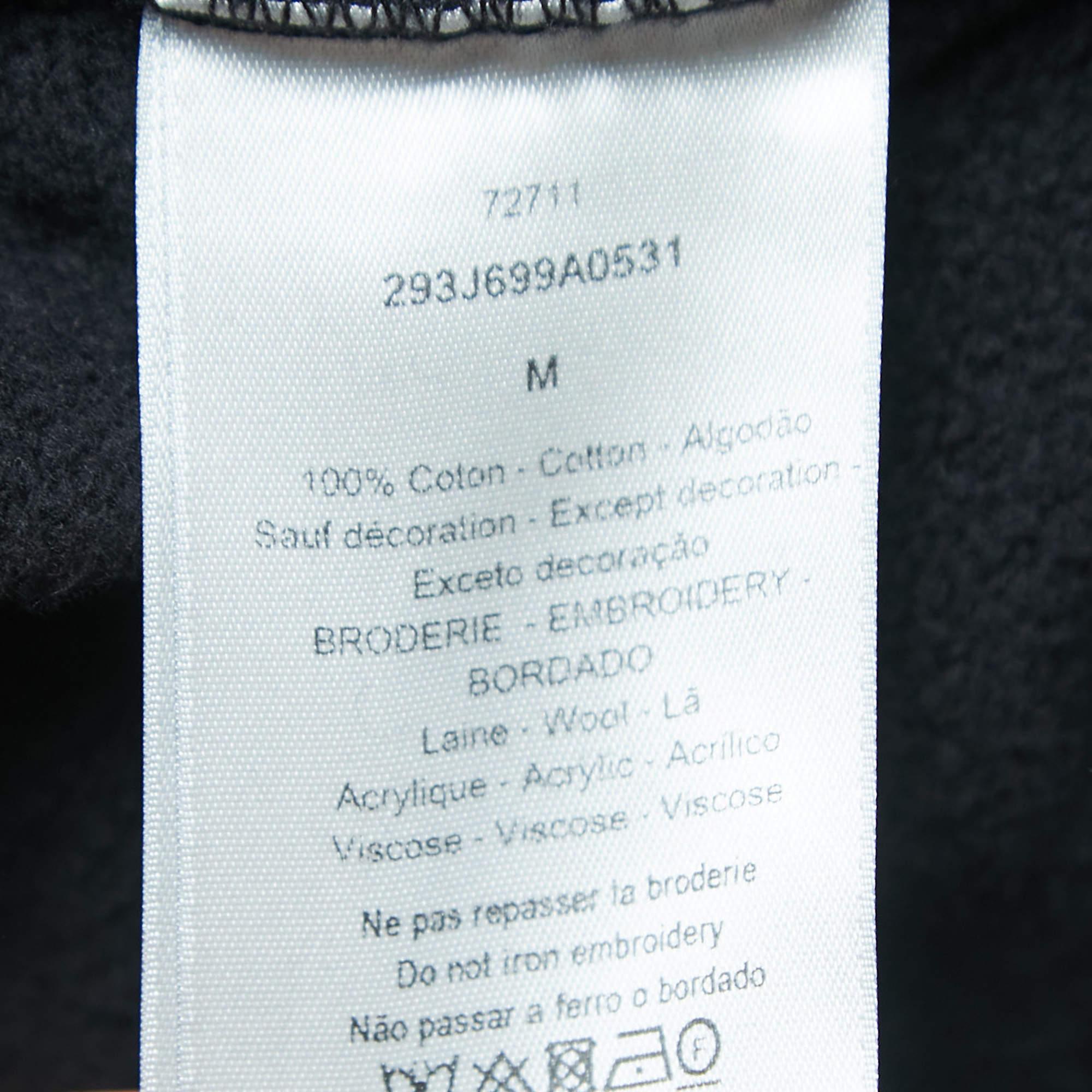 Dior Homme Black Logo Embroidered Crew Neck Sweatshirt M. en vente 1