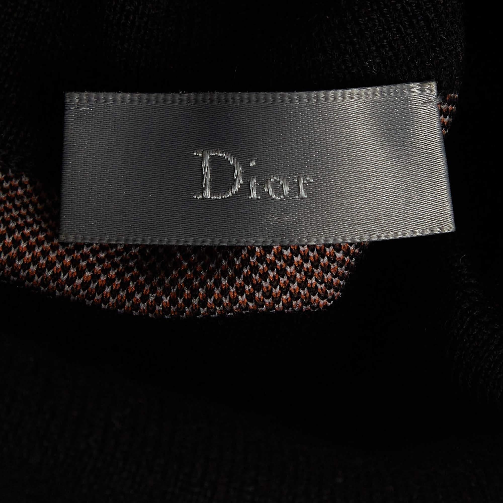 Dior Homme Schwarzer Mr.Dior Jacquard-Pullover aus Wolle mit Schildkrötenhalsausschnitt L Herren im Angebot