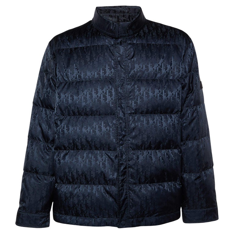 Dior Homme Black Oblique Technical Jacquard Quilted Jacket XXL at