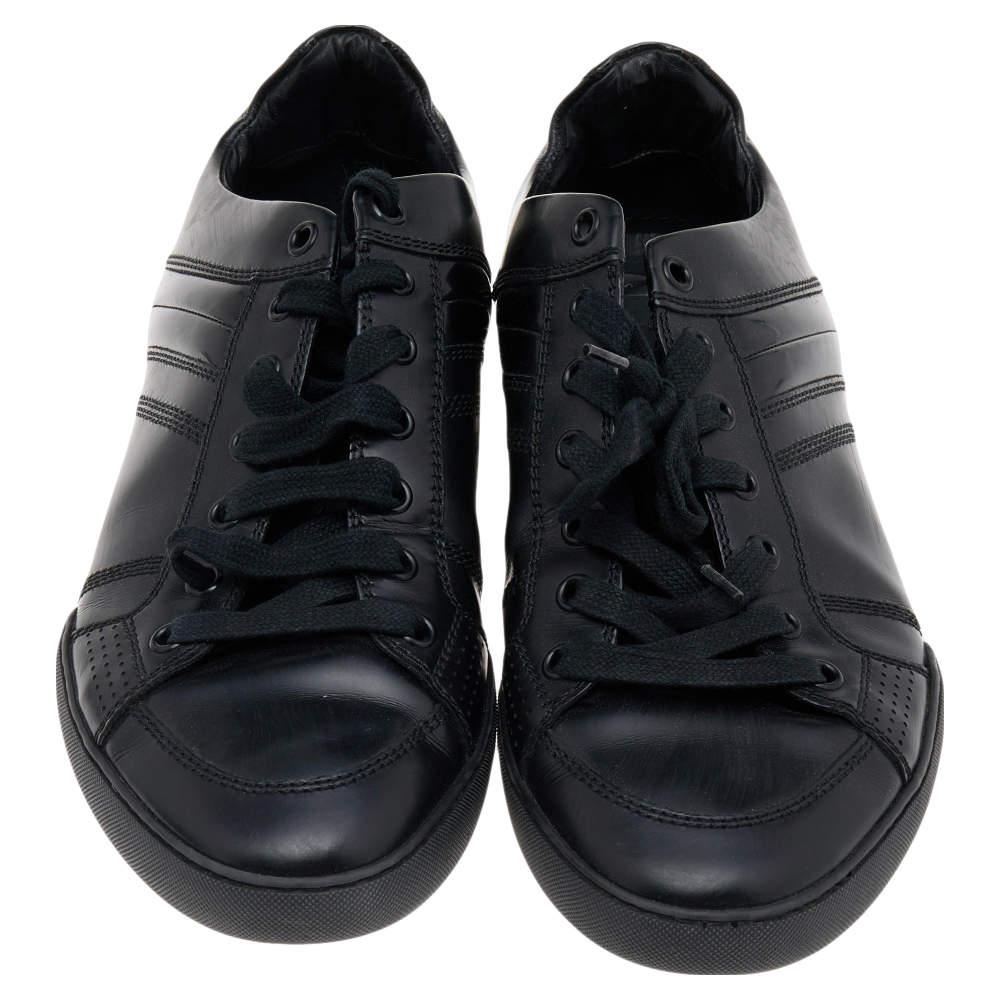 Dior Homme Black Patent and Leather Low Top Sneakers Size 39.5 In Fair Condition In Dubai, Al Qouz 2