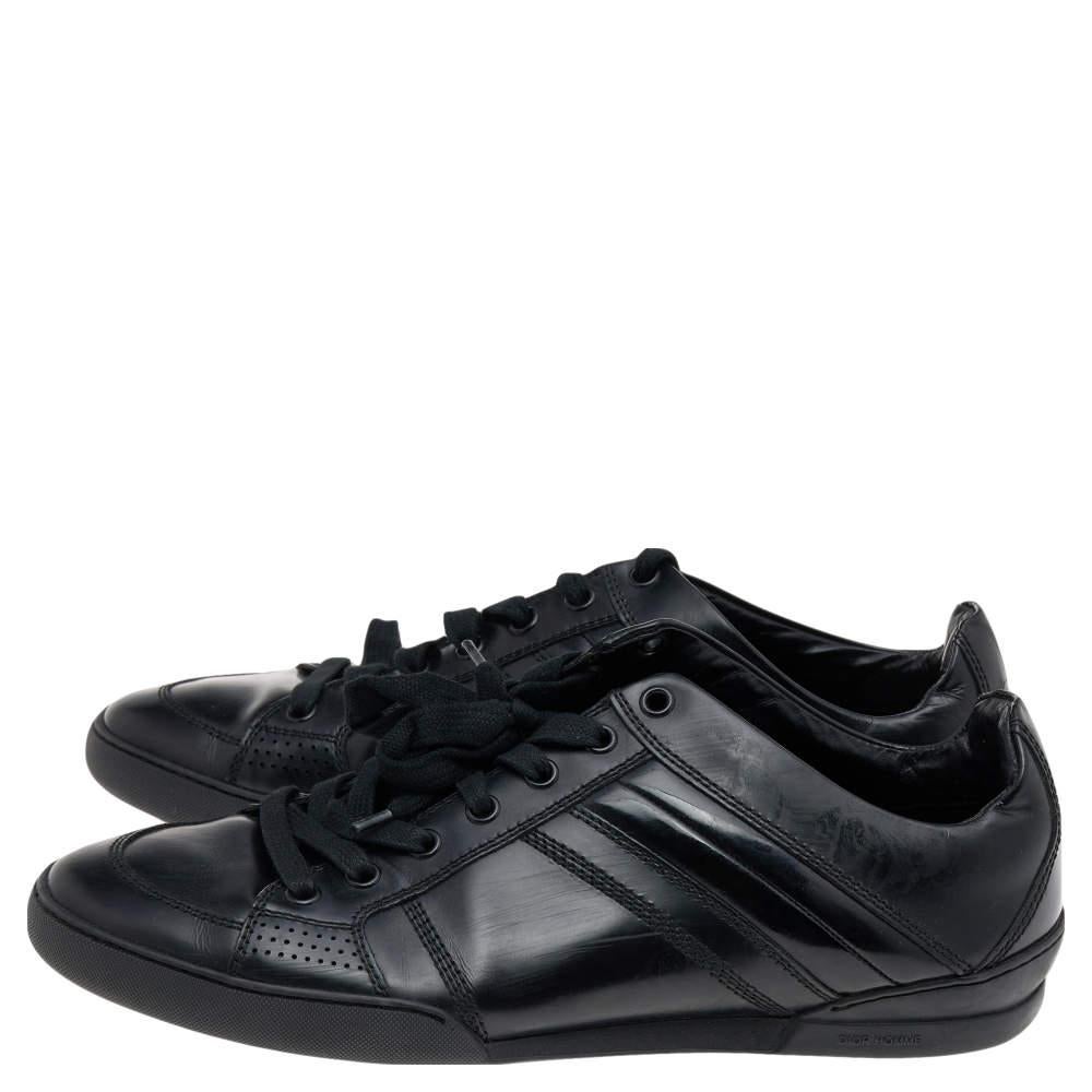 Men's Dior Homme Black Patent and Leather Low Top Sneakers Size 39.5