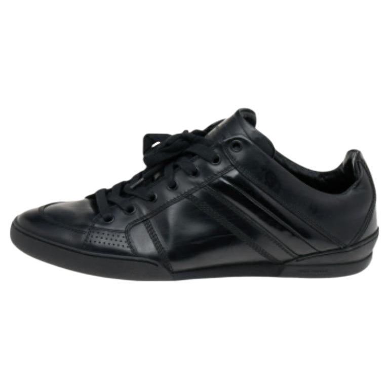 Dior Homme Black Patent and Leather Low Top Sneakers Size 39.5