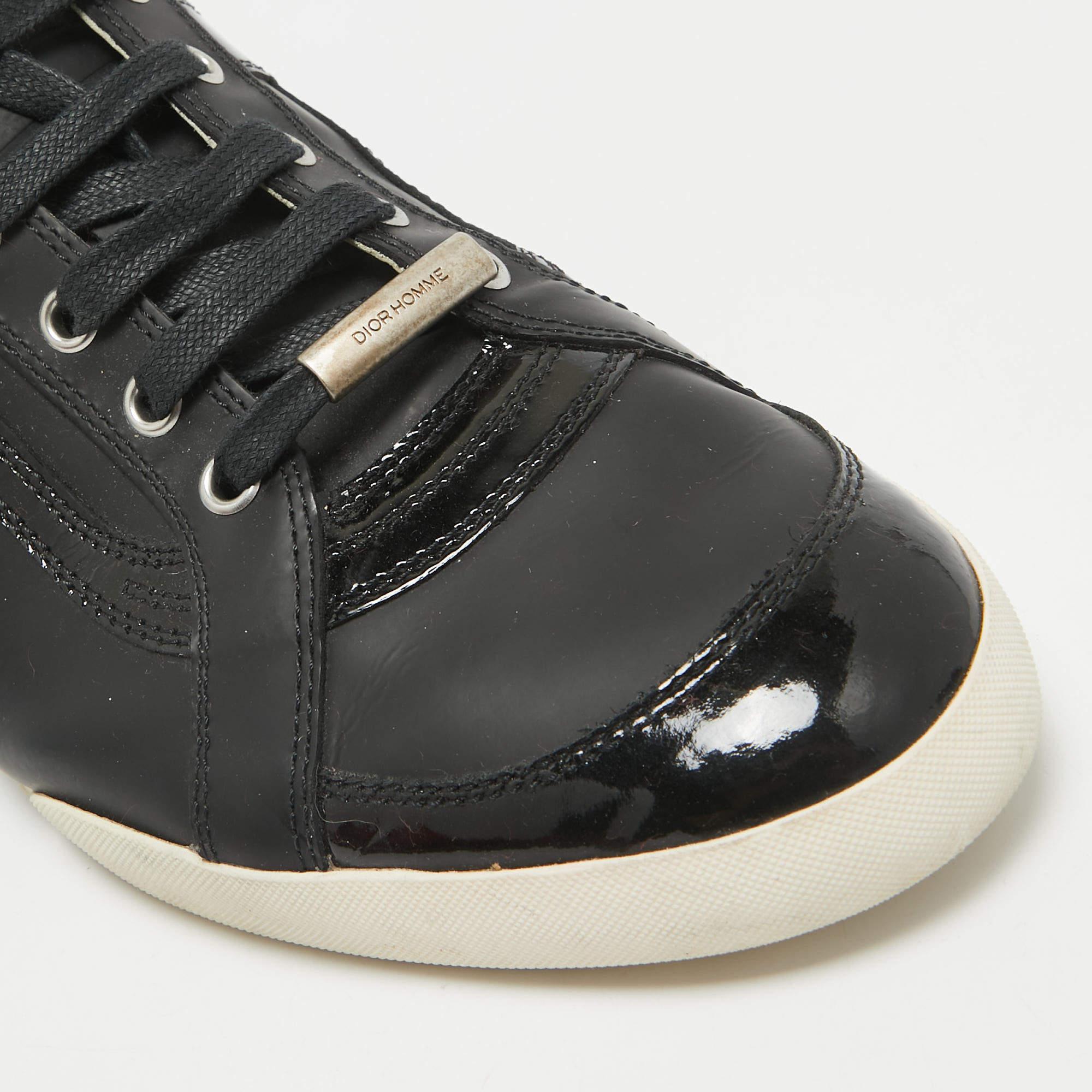 Dior Homme Zapatillas bajas de charol y piel negras Talla 43 en venta 2