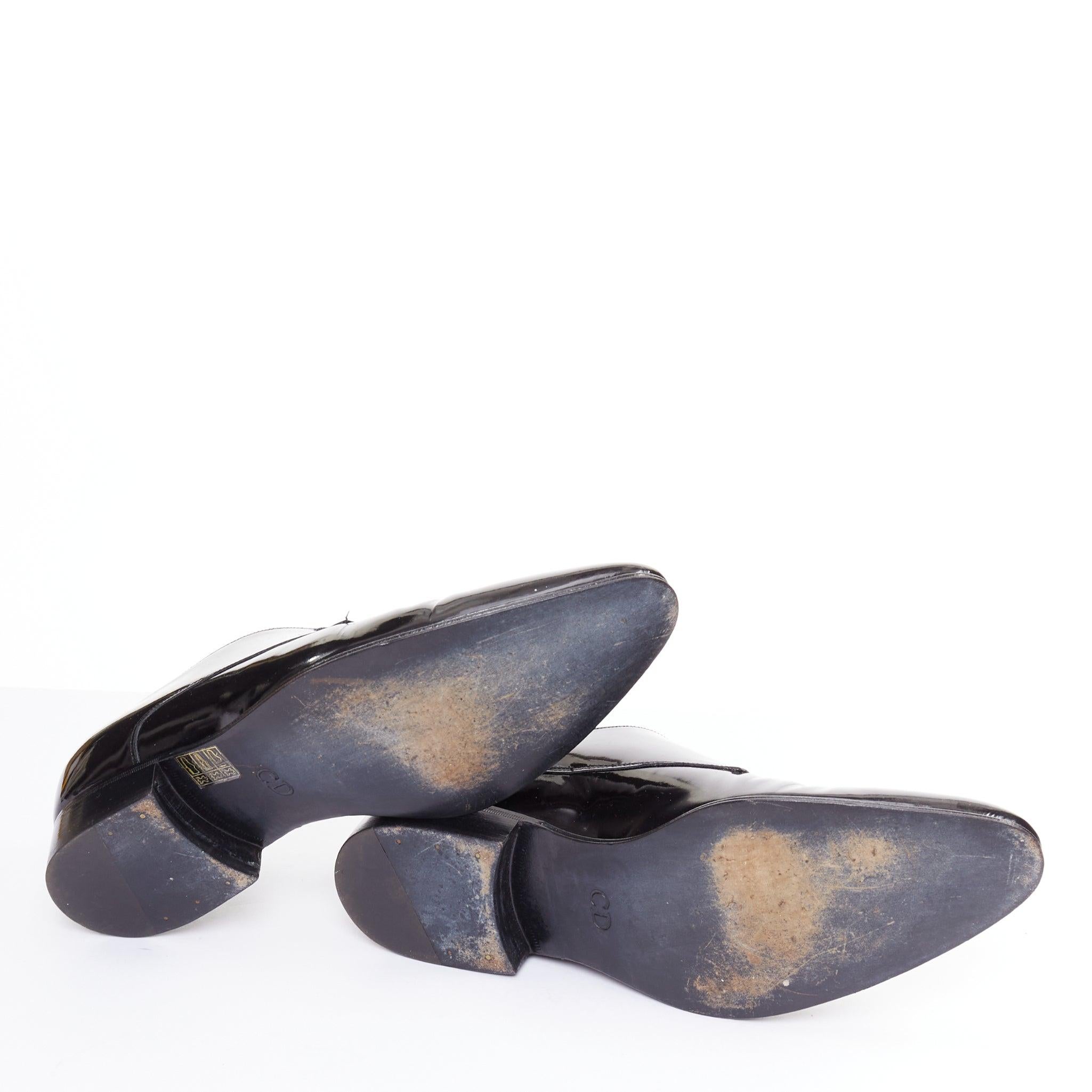 DIOR HOMME Chaussures habillées classiques à lacets en cuir verni noir EU40.5 en vente 5