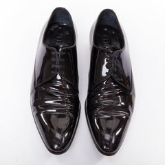 DIOR HOMME black patent leather lace up classic brogue dress shoes EU40.5