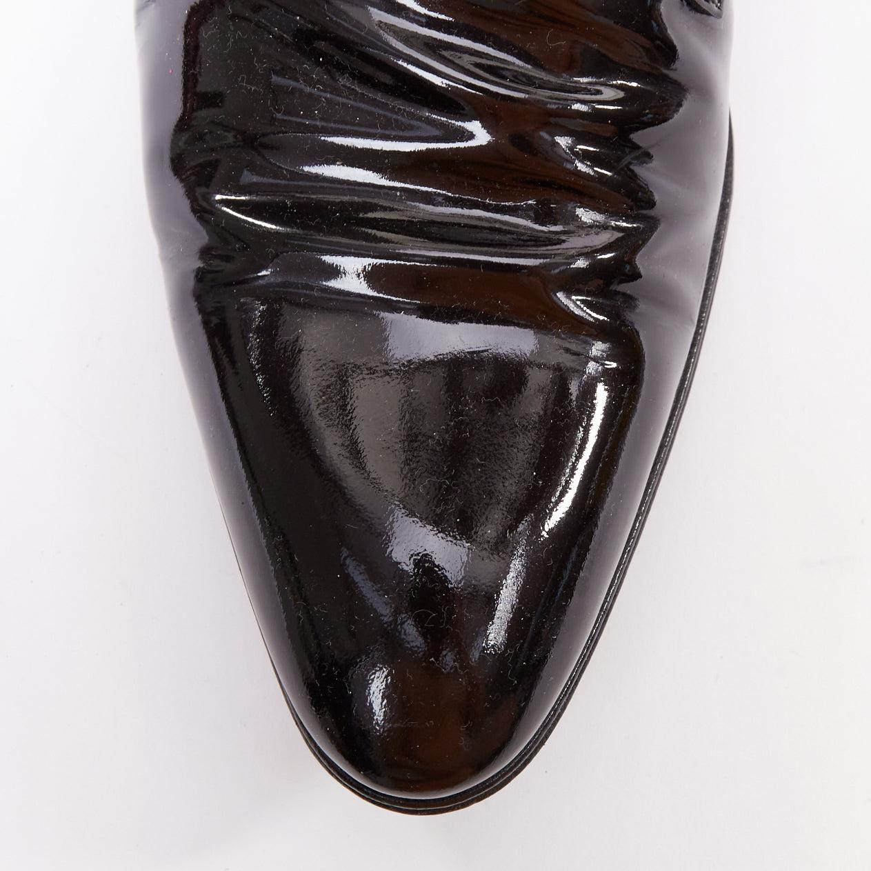 DIOR HOMME Chaussures habillées classiques à lacets en cuir verni noir EU40.5 en vente 1