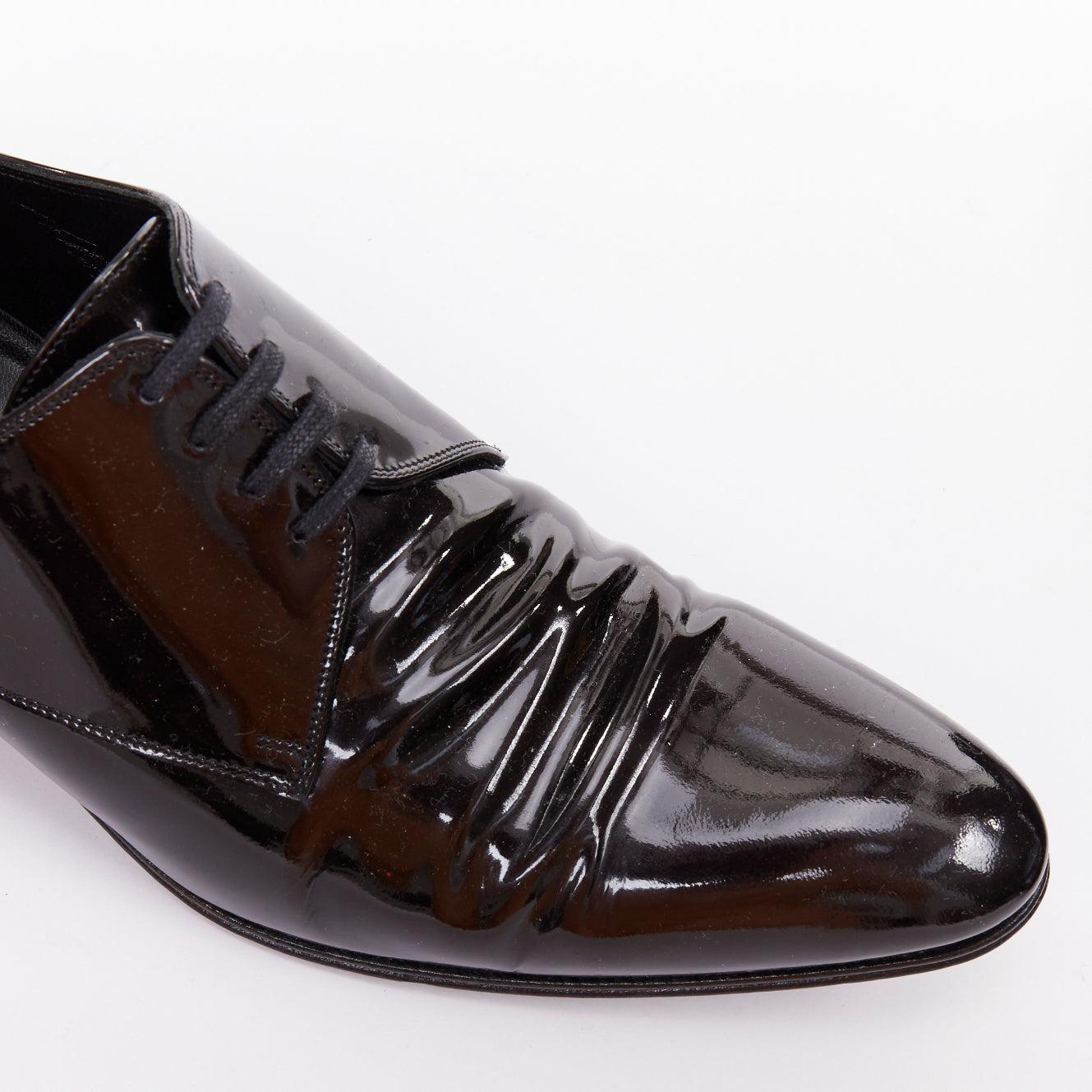 DIOR HOMME Chaussures habillées classiques à lacets en cuir verni noir EU40.5 en vente 2