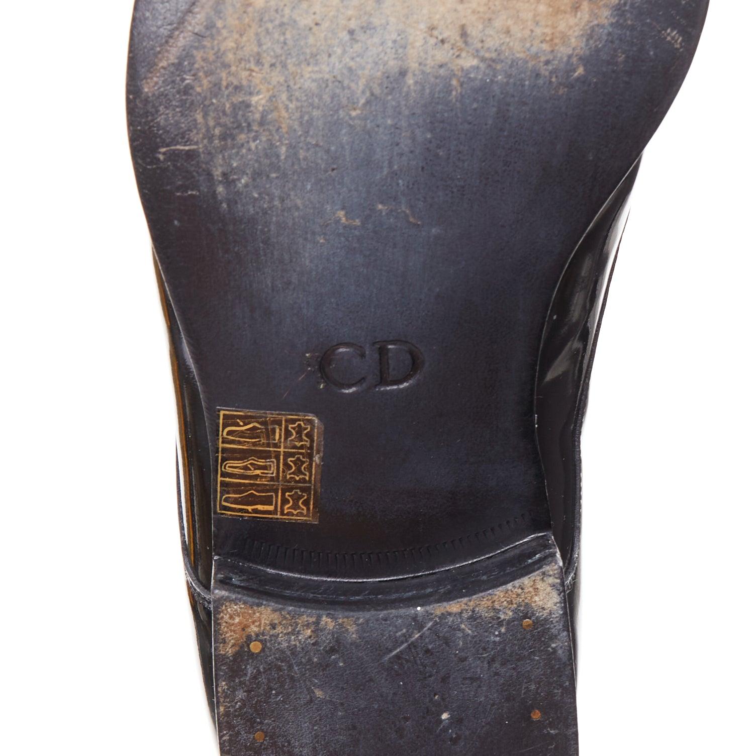 DIOR HOMME Chaussures habillées classiques à lacets en cuir verni noir EU40.5 en vente 4