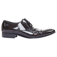DIOR HOMME scarpe classiche brogue in vernice nera EU40.5