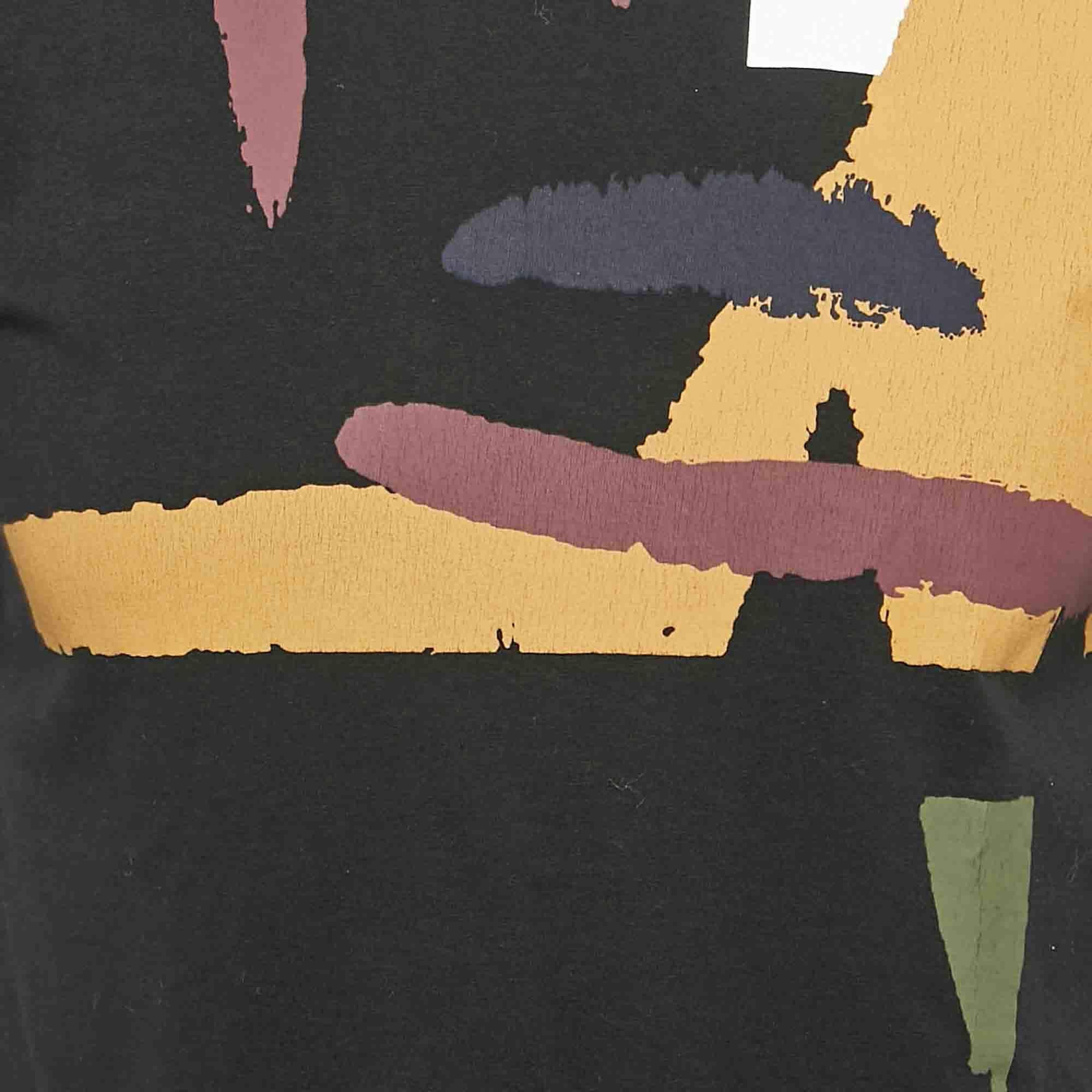 Dior Homme Black Printed Cotton Jersey Crew Neck T-Shirt XS In Fair Condition For Sale In Dubai, Al Qouz 2