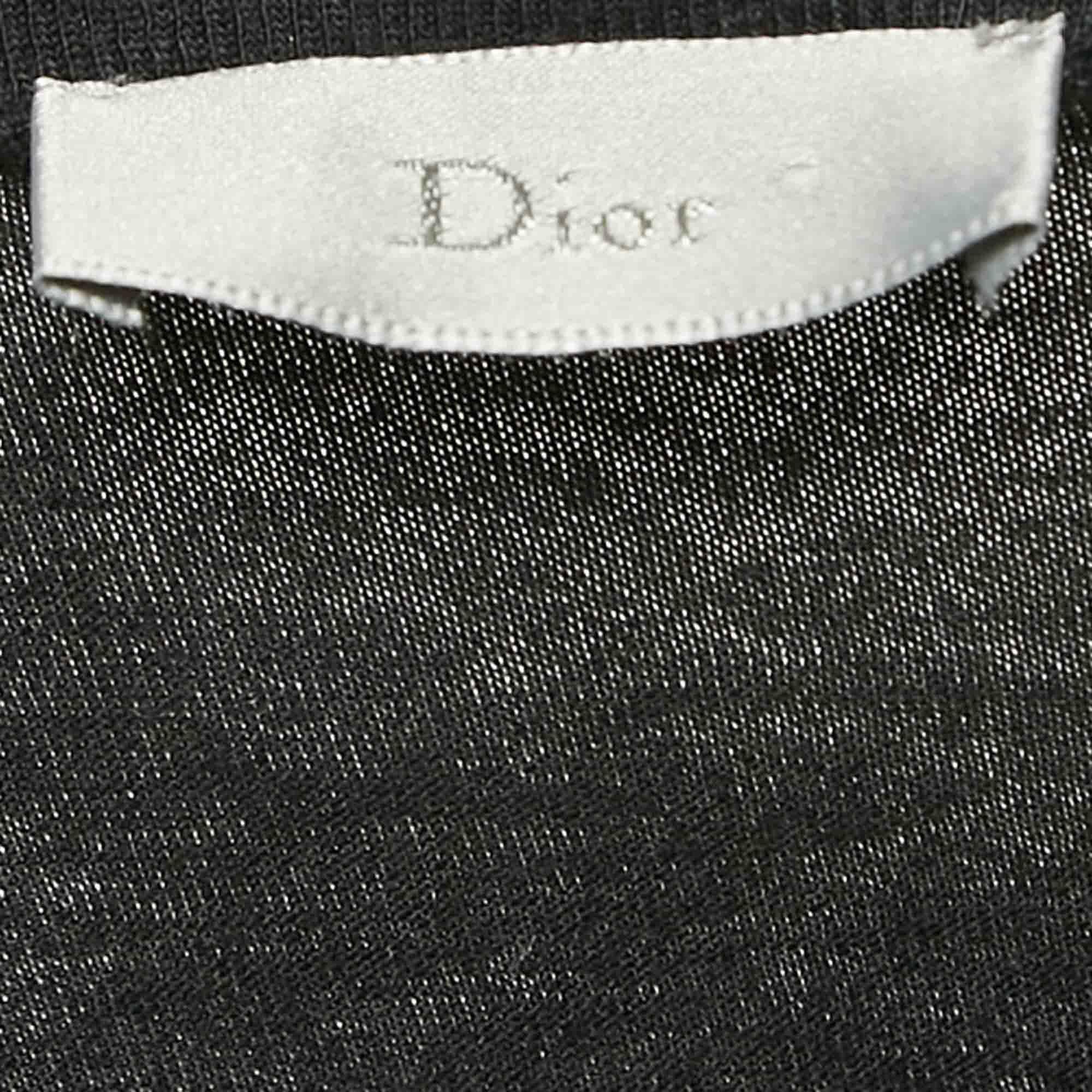 Men's Dior Homme Black Printed Cotton Jersey Crew Neck T-Shirt XS For Sale