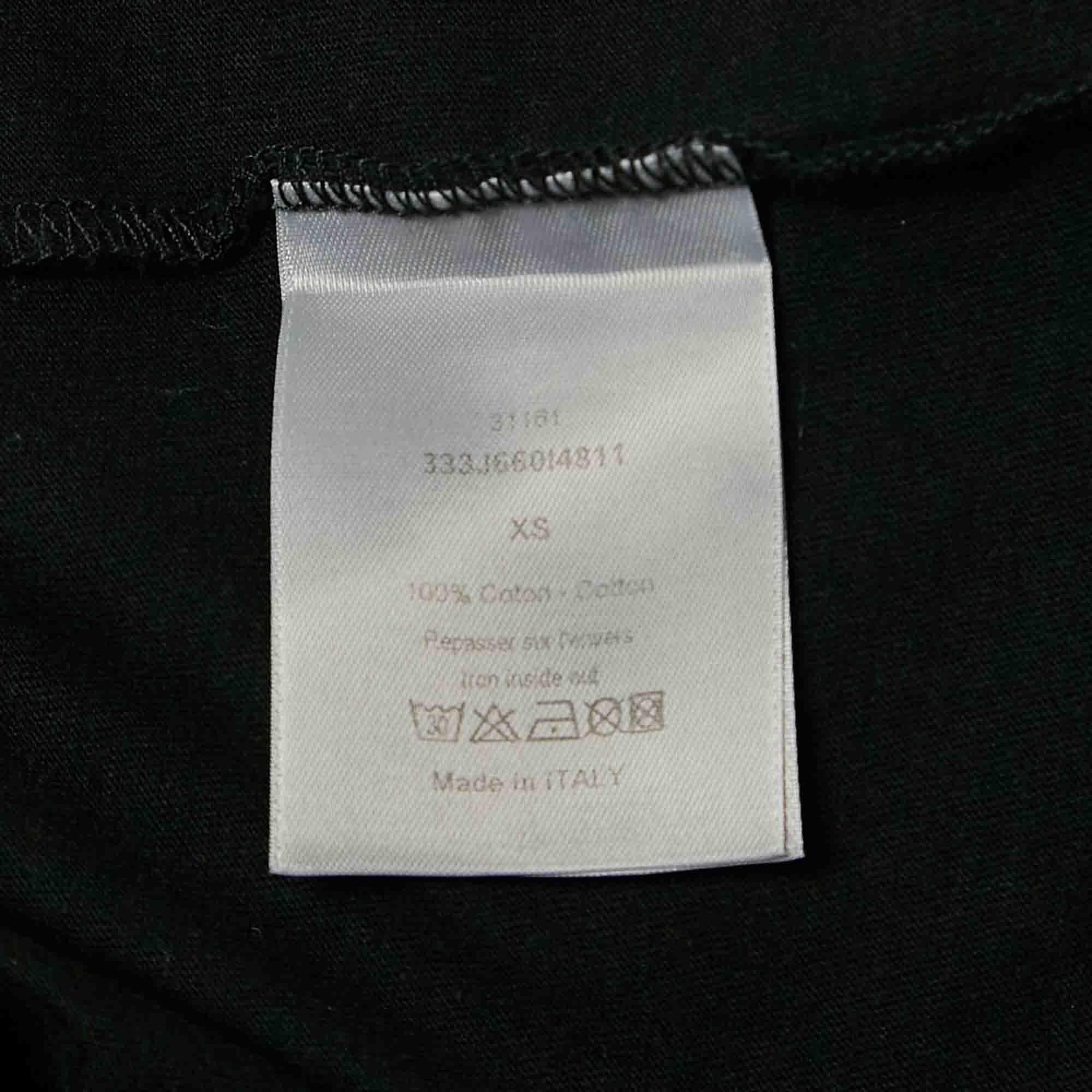 Dior Homme Black Printed Cotton Jersey Crew Neck T-Shirt XS For Sale 1