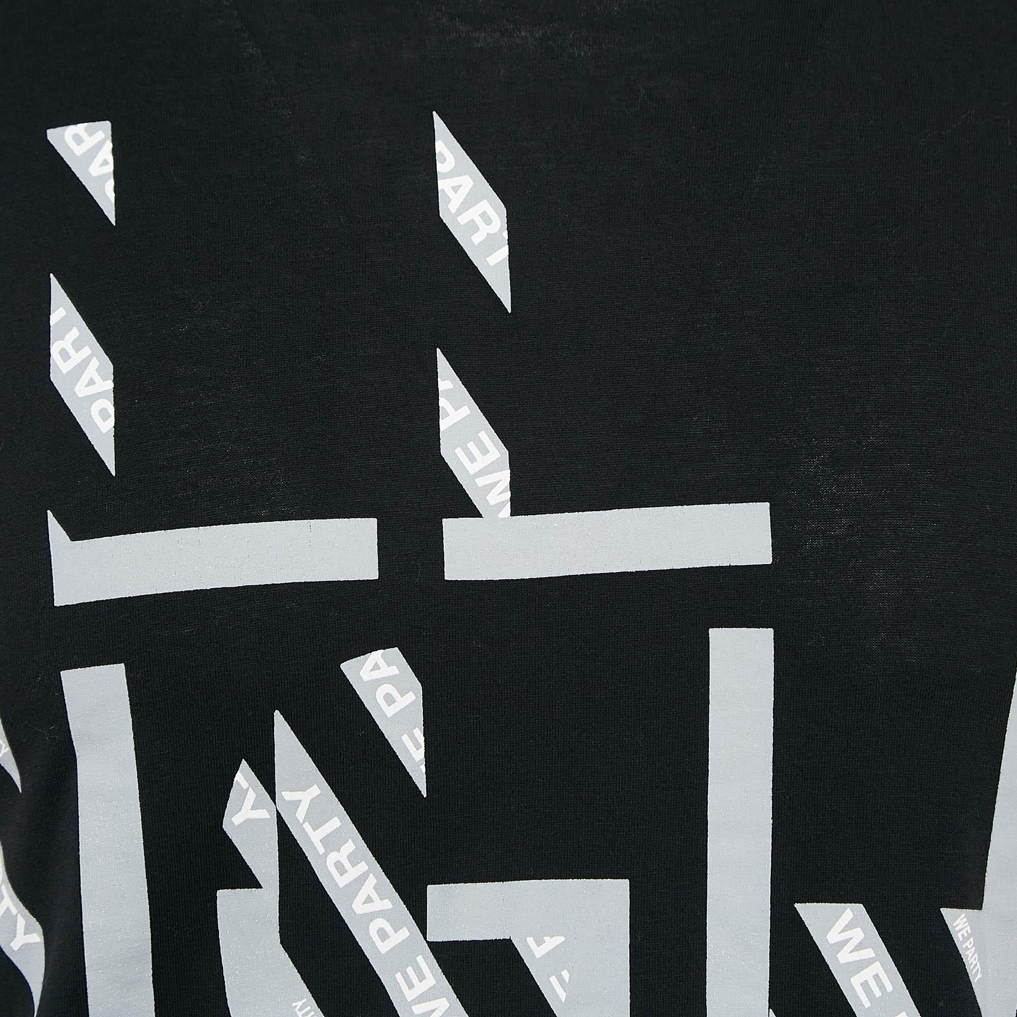 Nero Dior Homme - Maglietta nera in jersey di cotone stampato T S in vendita