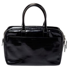 Dior Homme Black Stripped Glossy Leather Document Briefcase