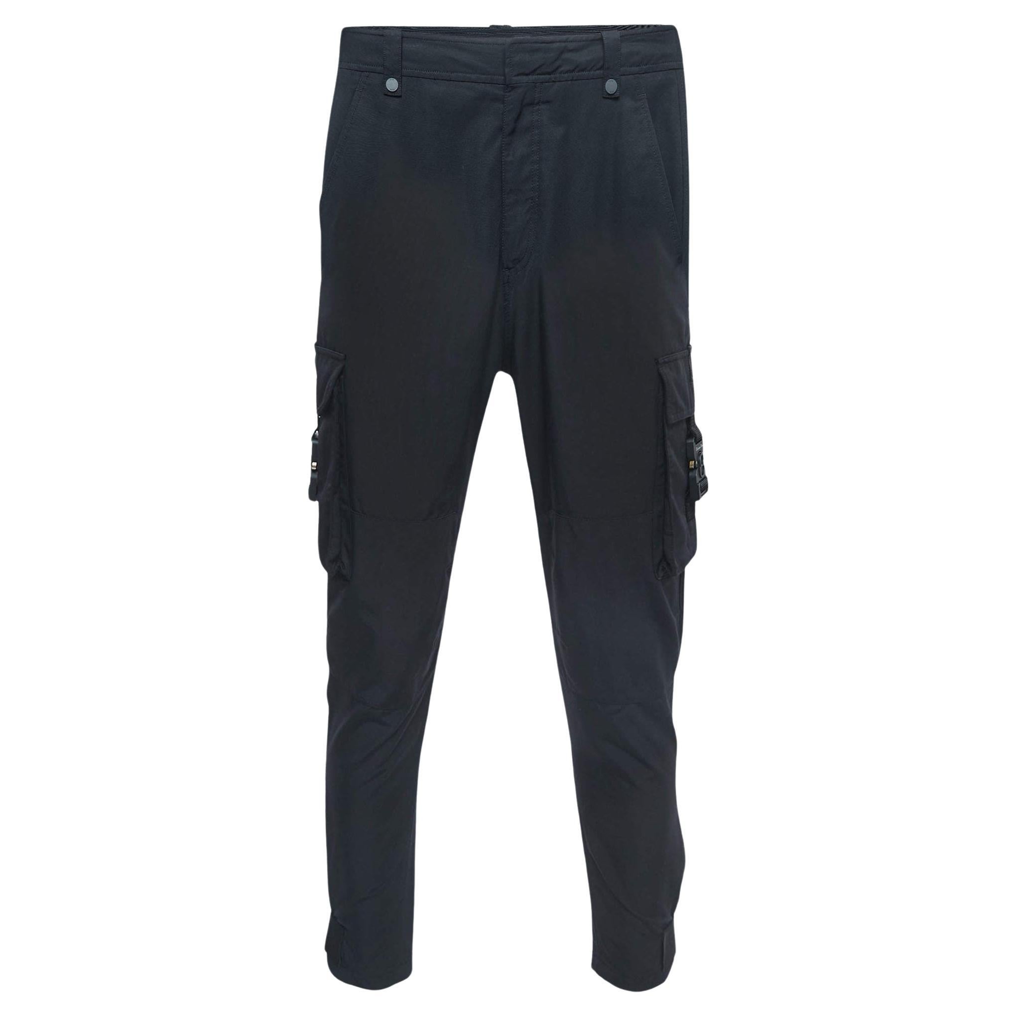 Dior Homme Black Technical Cotton Tactical CD Buckled Cargo Pants S For Sale