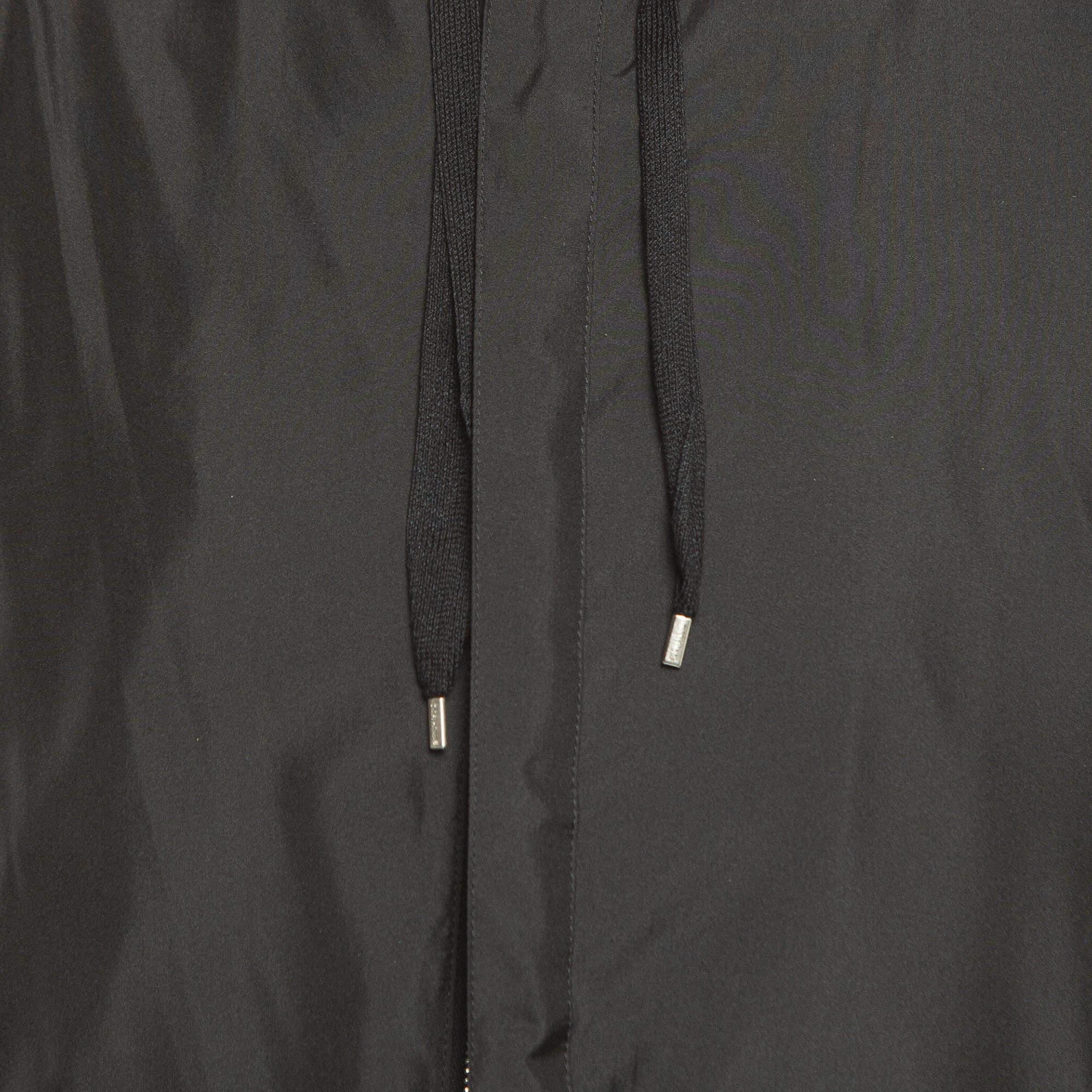Dior Homme Black Wool Trimmed Silk Hooded Jacket XXS 1