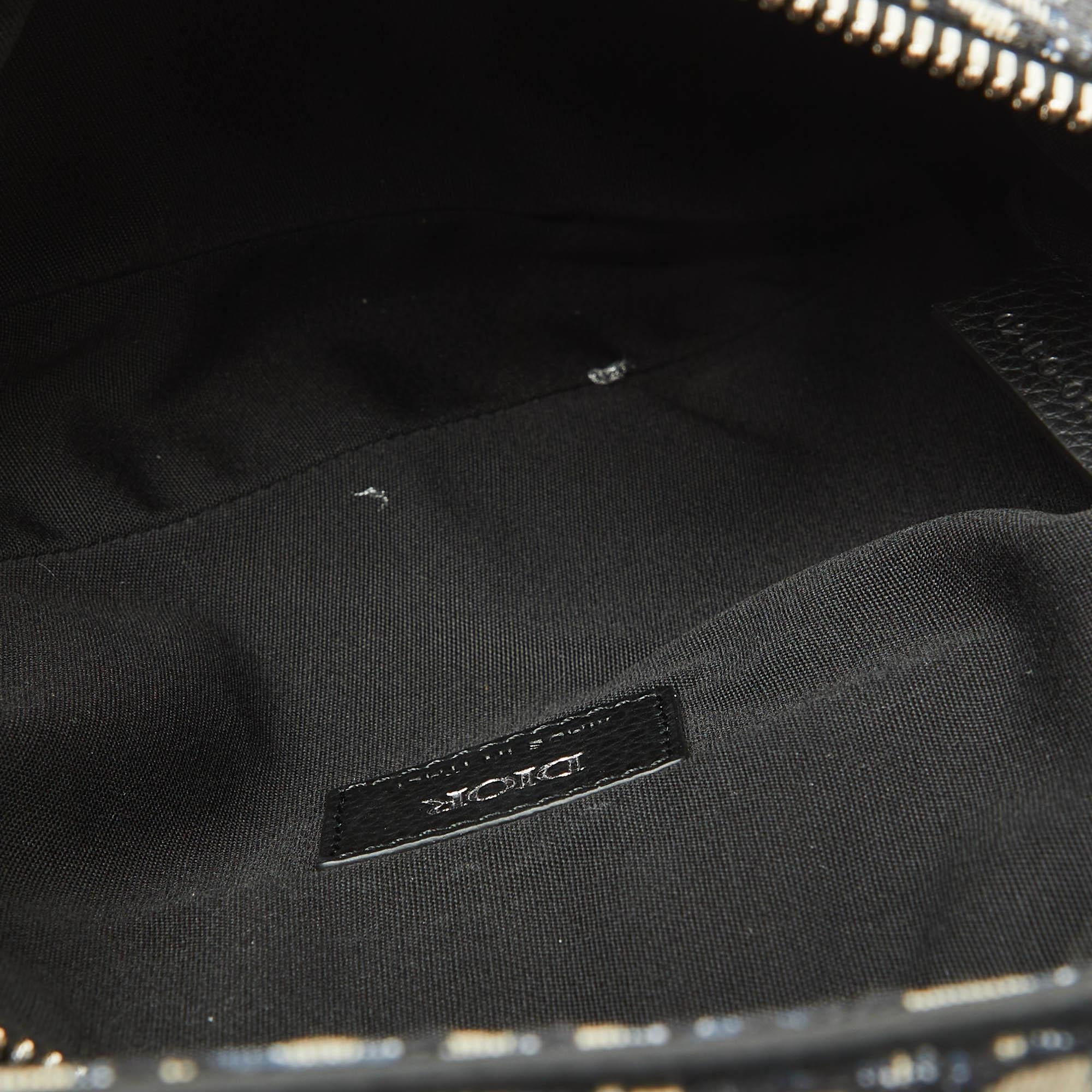 Dior Homme Blue/Black Oblique Canvas and Leather Saddle Sling Bag 6