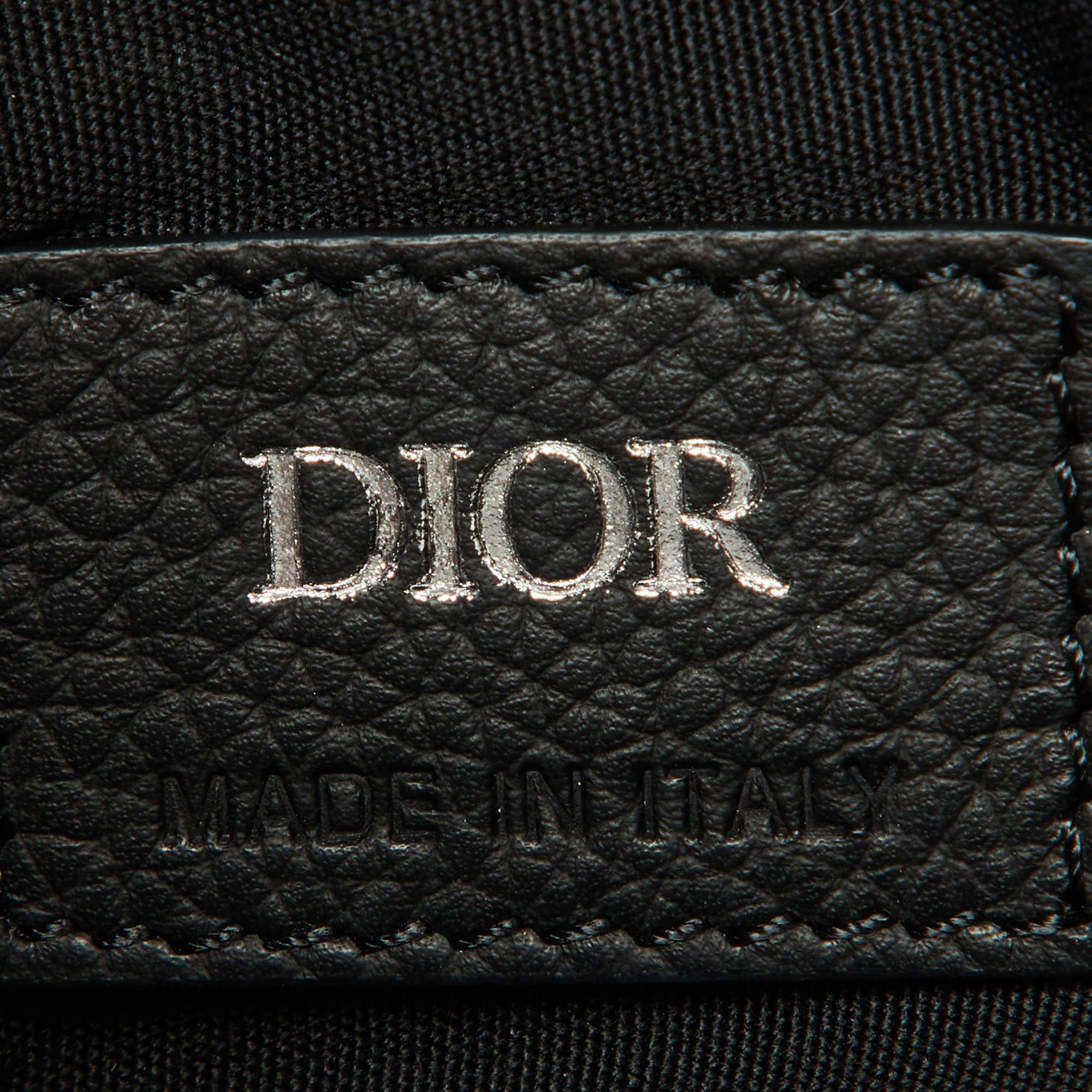 Dior Homme Blue/Black Oblique Canvas and Leather Saddle Sling Bag 5