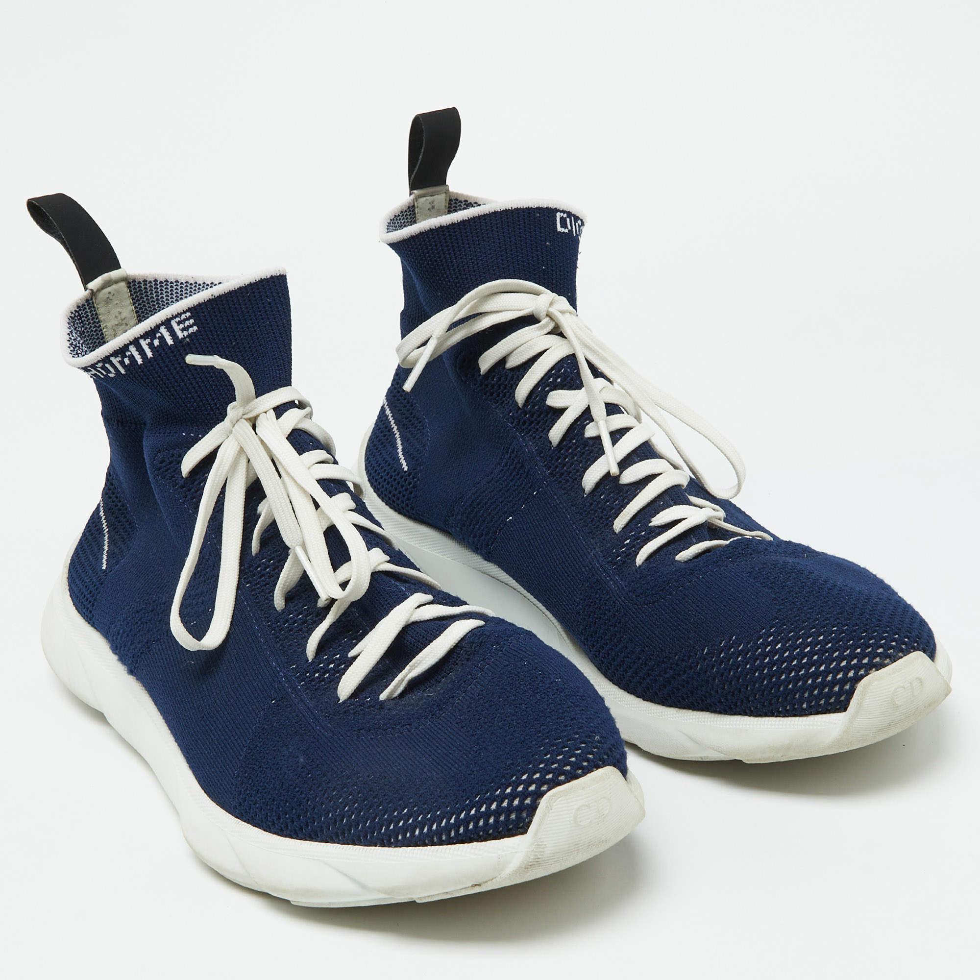 Dior Homme Scarpe da ginnastica a calzino B21 in maglia blu misura 41 In condizioni discrete in vendita a Dubai, Al Qouz 2