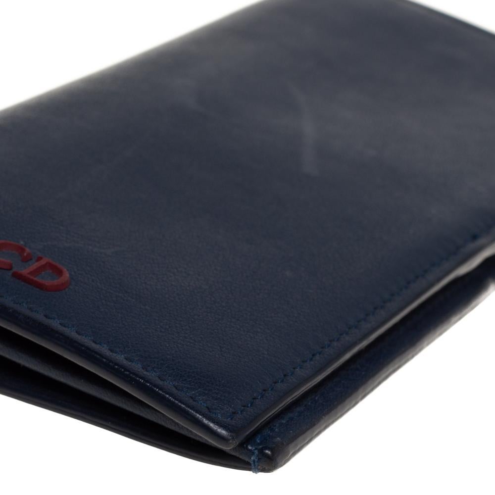 Dior Homme Blue Leather Long Wallet In Good Condition In Dubai, Al Qouz 2