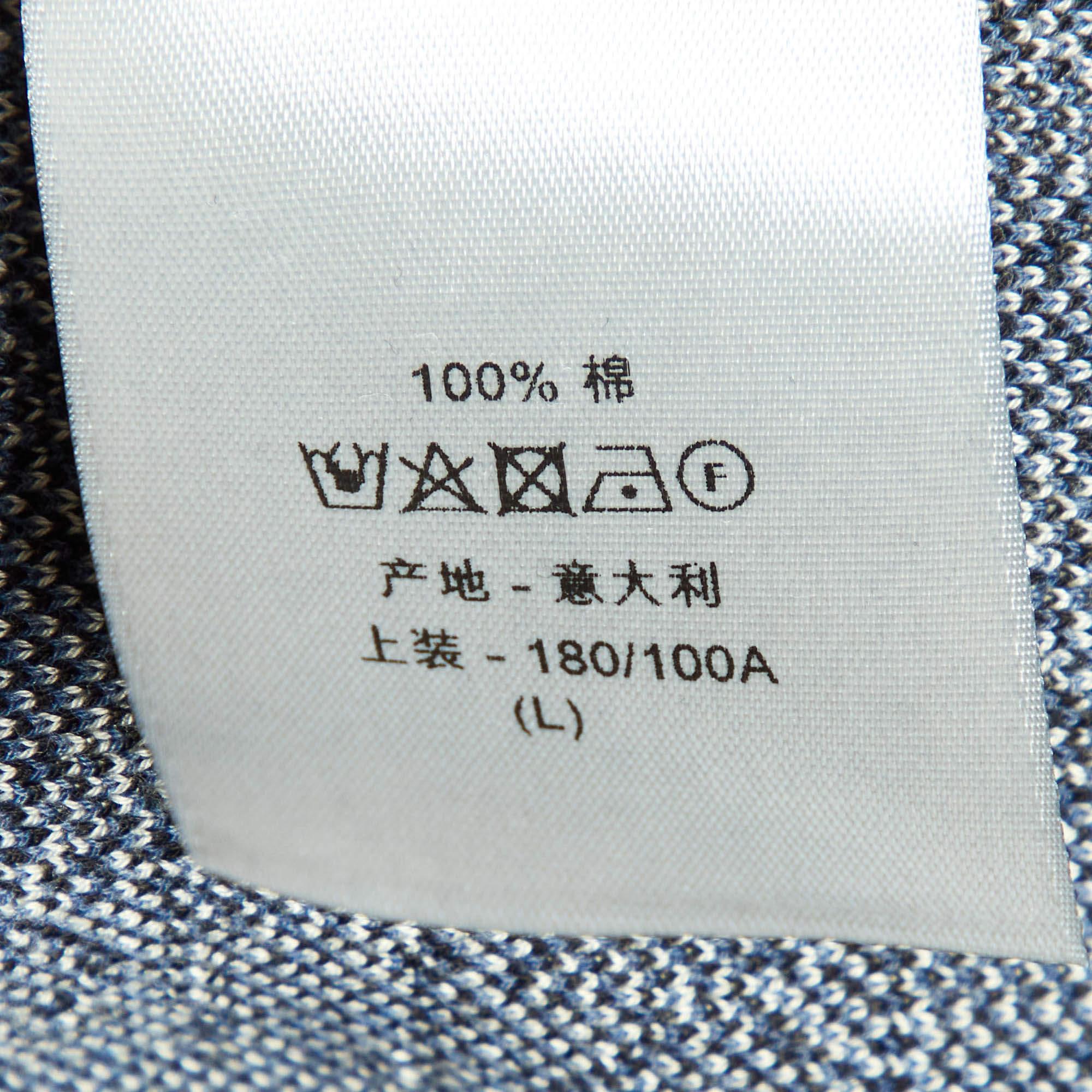 Dior Homme Blue Oblique Jacquard Knit Overshirt L 3