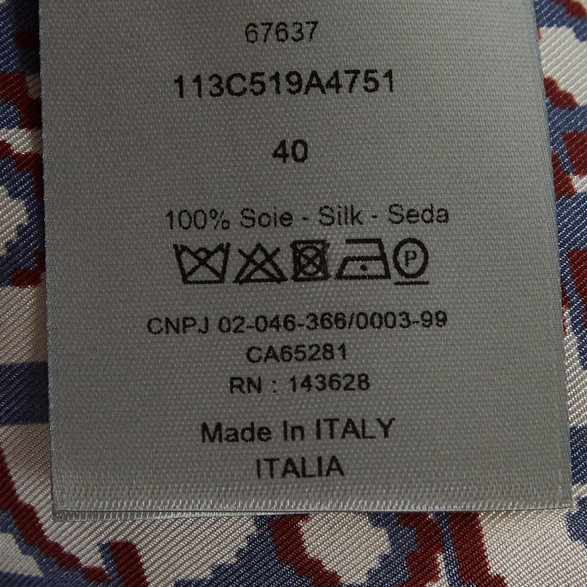 Dior Homme Blue Oblique Pixel Printed Silk Short Sleeve Shirt XS Unisexe en vente
