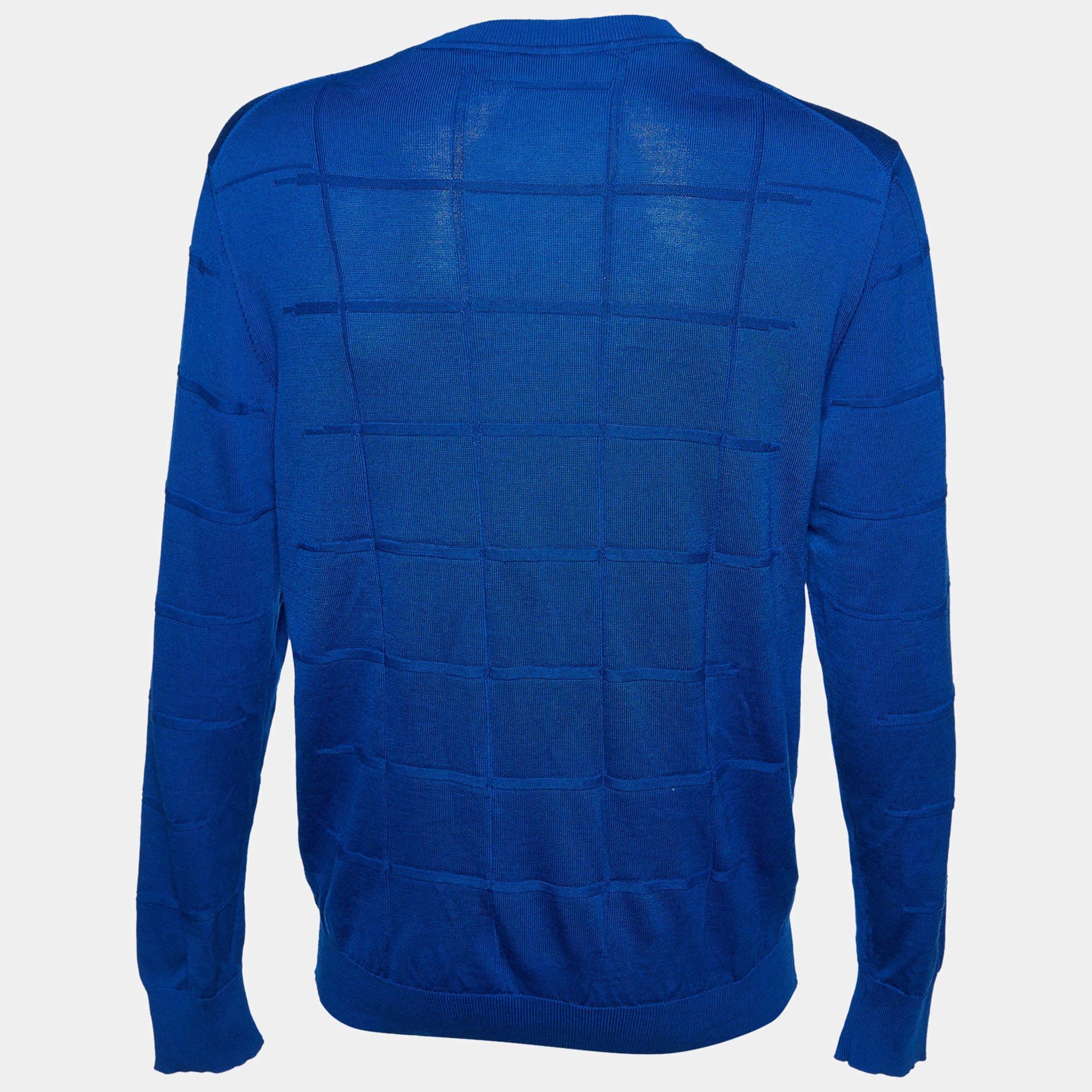 Dior Homme Blauer Wollstrickpullover mit Rundhalsausschnitt L im Angebot 1