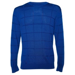Dior Homme Blauer Wollstrickpullover mit Rundhalsausschnitt L