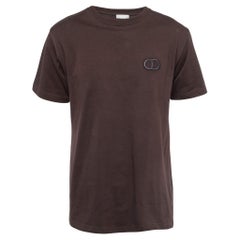 Dior Homme Brown Cotton CD Icon Embroidered Crew Neck T-Shirt M