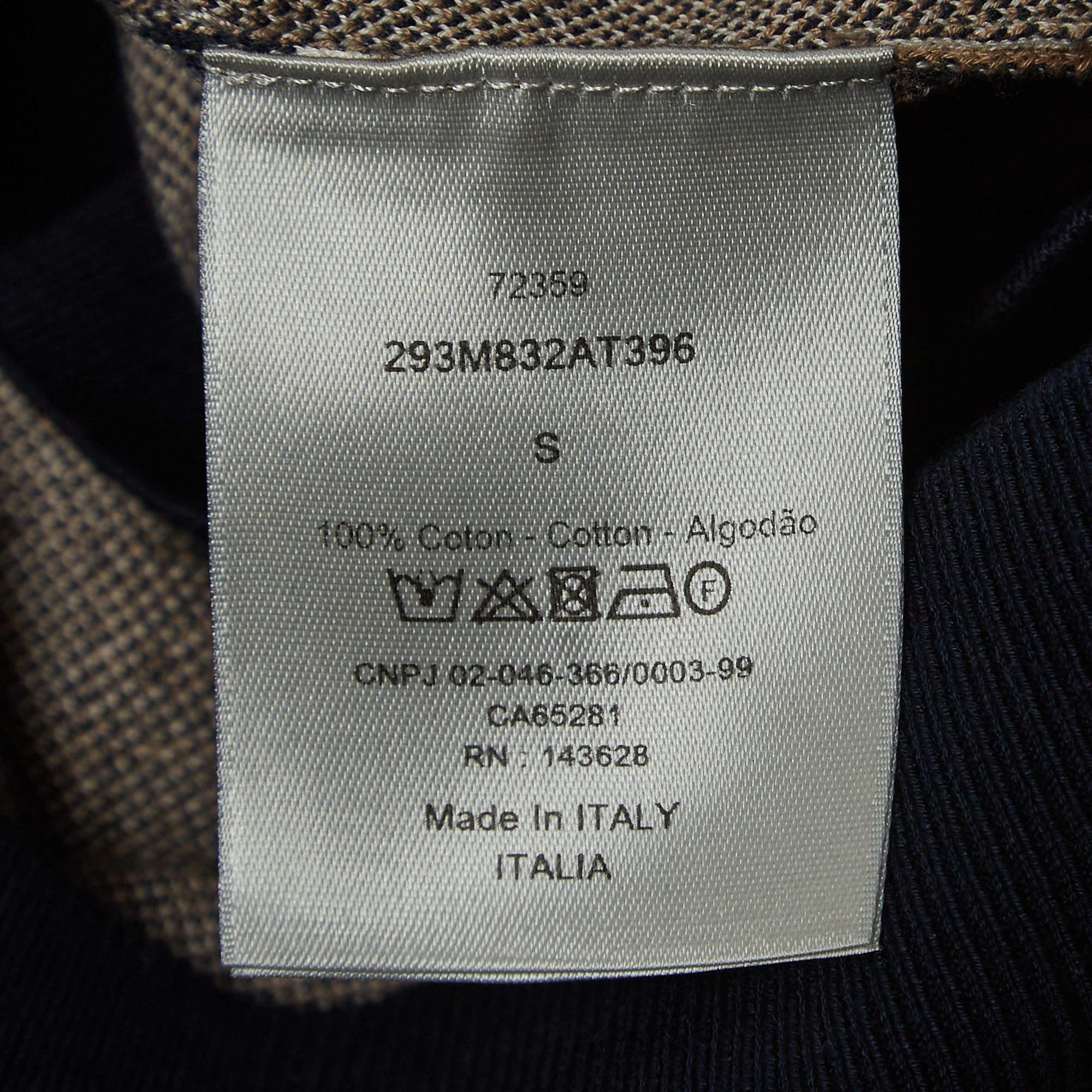 Dior Homme Brown/Navy Blue Oblique Cotton Knit Short Sleeve Polo Shirt S In Excellent Condition In Dubai, Al Qouz 2